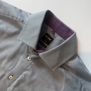 Olymp Luxor Modern Fit Dress Shirt Mens 16.5 42 Blue White Houndstooth Cotton